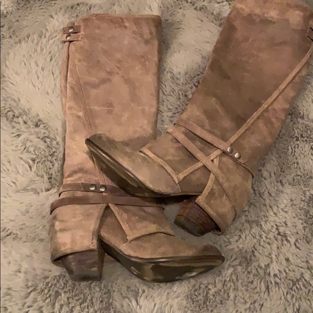 Fergie fold over suede tall boots